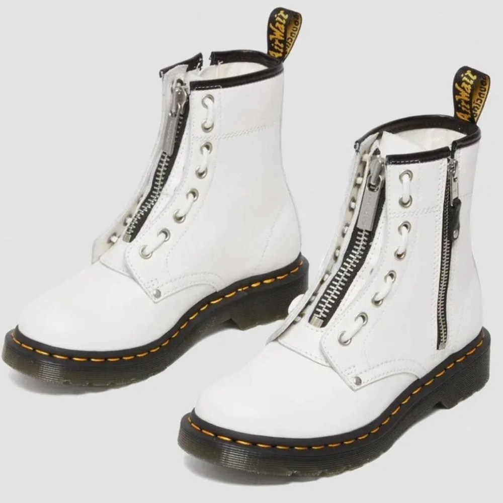 Dr. Martens Doc 1460 Twin Double Zip Boots 8 Eye White Wanama Womens Size 6 NEW